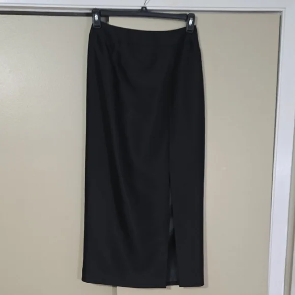 Talbots Black Silk Maxi Skirt With Slit Size 6 NWT - Picture 1 of 6